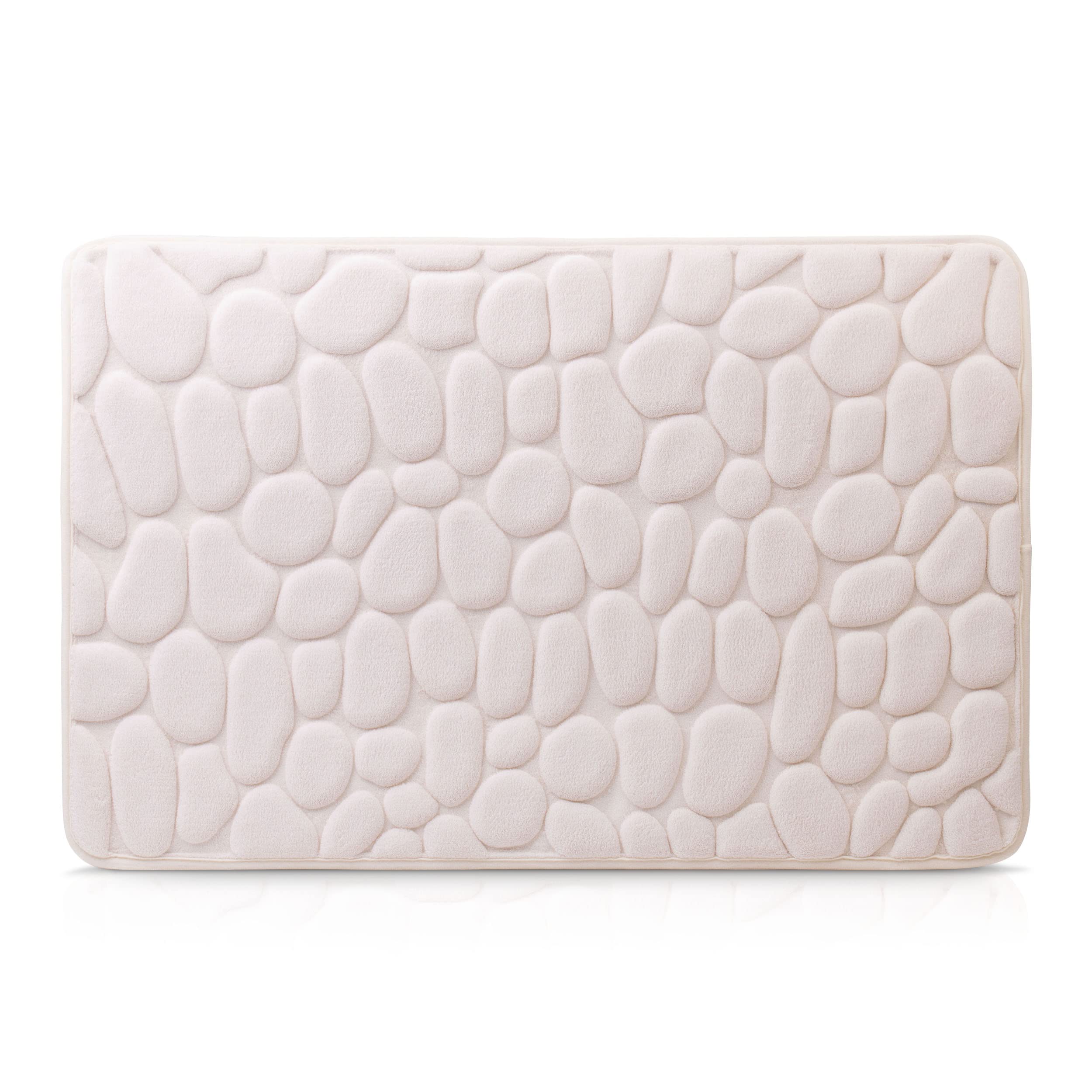 Amago - 100 Percent Polyester Microfibre Bath Mat, Stone Design, 50 x 80 cm - Cream