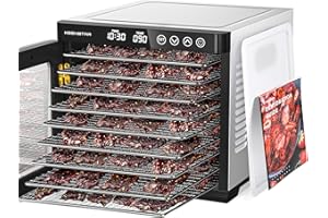 Food Dehydrator Machine, 9 Stainless Steel Trays Jerky Dryer with Digital Adjustable Timer & Temperature Control, Dryer Machi