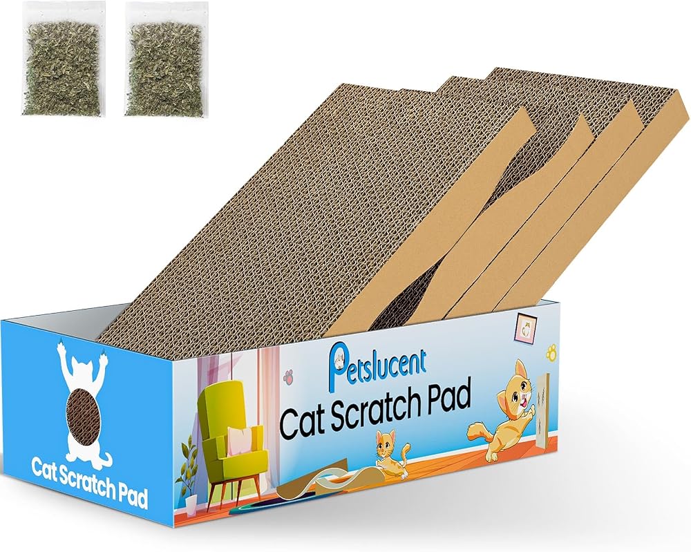 Petslucent Cat Scratching Board 4pcs Corrugated Cardboard Large Lounge Box