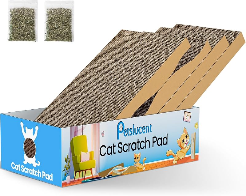 Petslucent Cat Scratching Board 4pcs Corrugated Cardboard Large Lounge Box