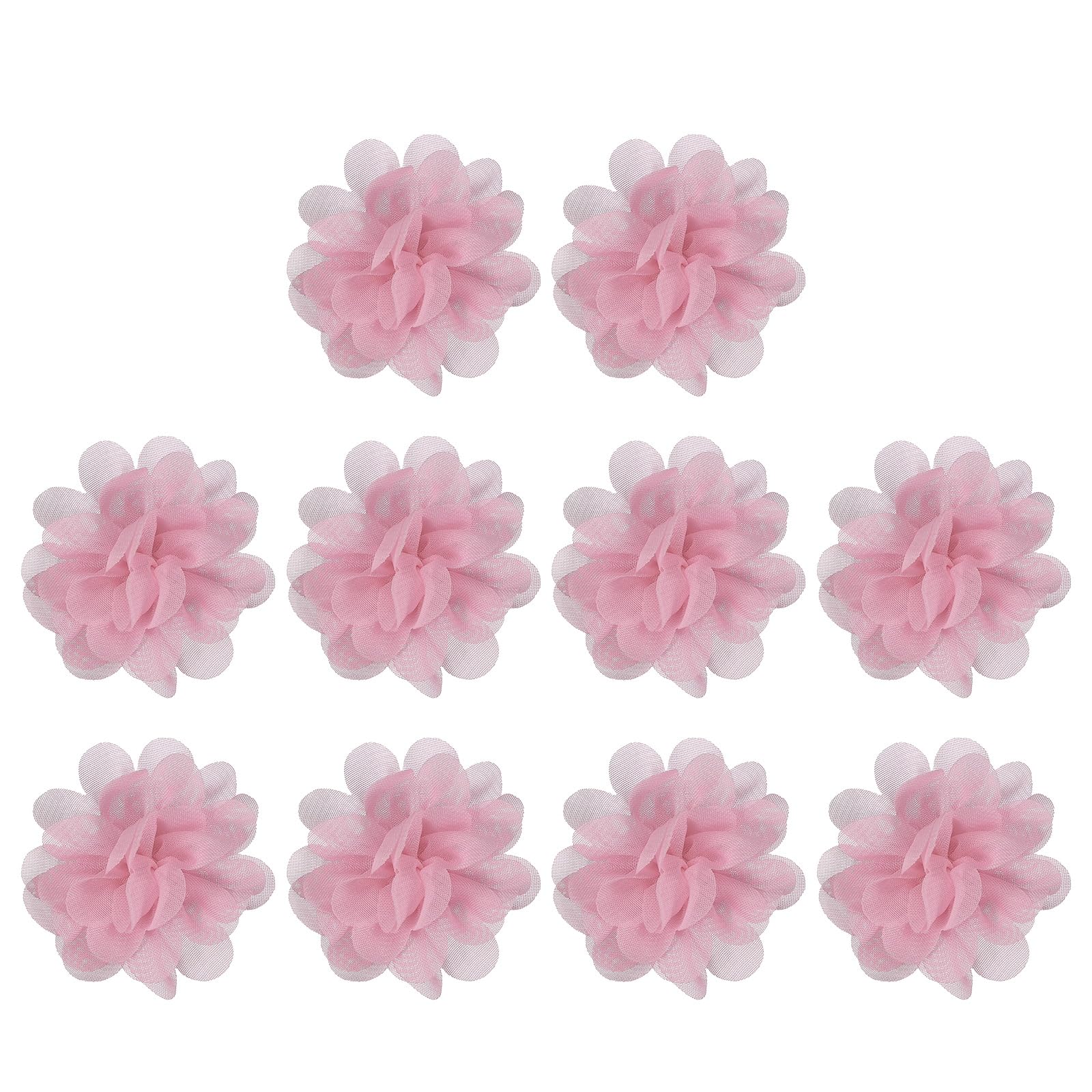 PATIKIL 2" Chiffon Flowers, 10 Pcs Mesh Fabric Flowers Sewing Fabric Appliques Headband Embellishments for DIY Craft Wedding Decor, Pink