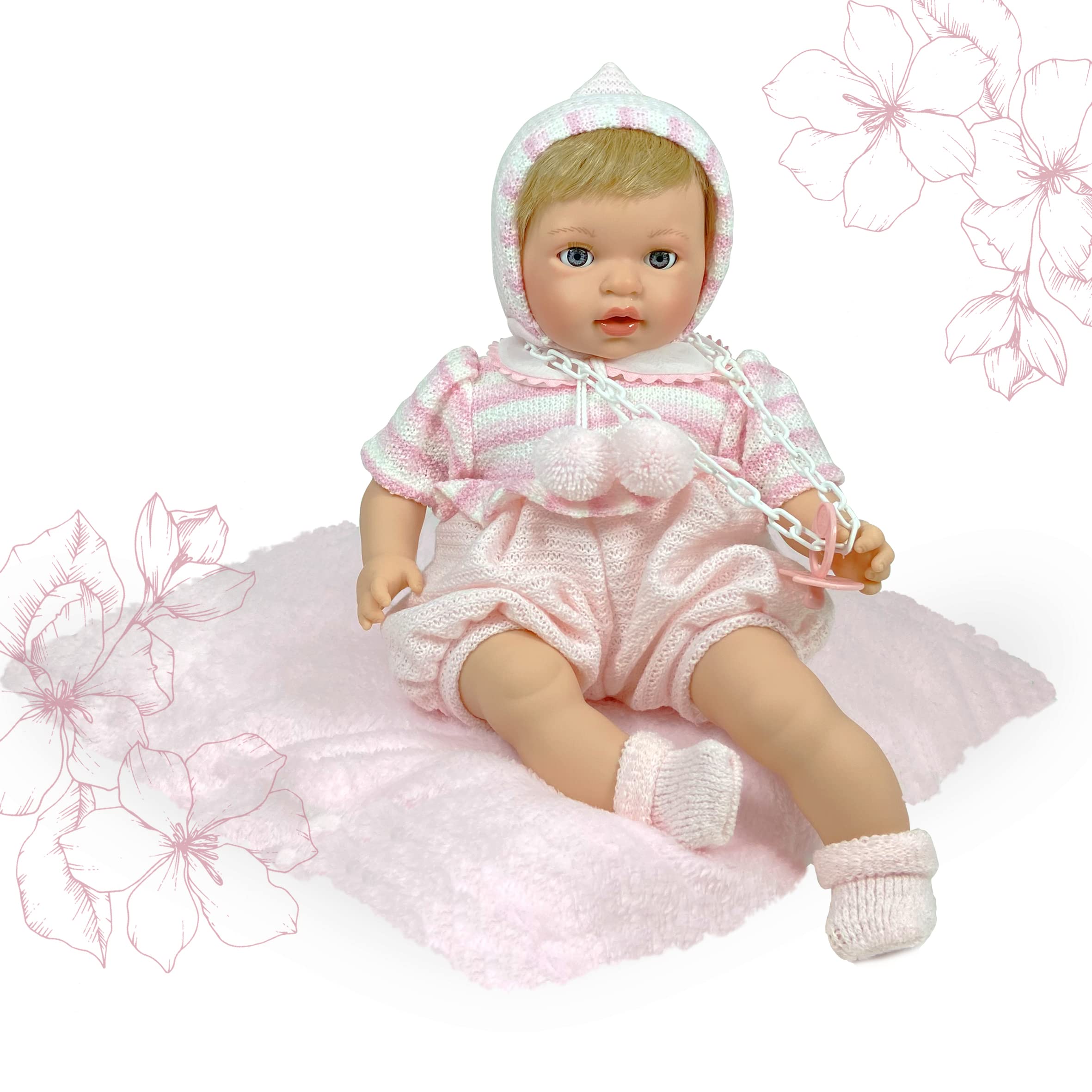 Nines Artesanals d'Onil 705 Mi Bebito Reborn Doll (18""-45cm) with Open Eyes, Pink, despierto