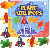 Airplane Lollipops, Multicolor Plane Suckers, Individually Wrapped Fruity Candy, Party Favor Treats, 18 Count