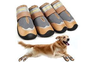 Petanims Dog Shoes for Large Dogs, Medium Dog Boots & Paw Protectors for Winter Snow, Breathable Dog Booties for Hot Pavement, Hardwood Floors Gray Size 8