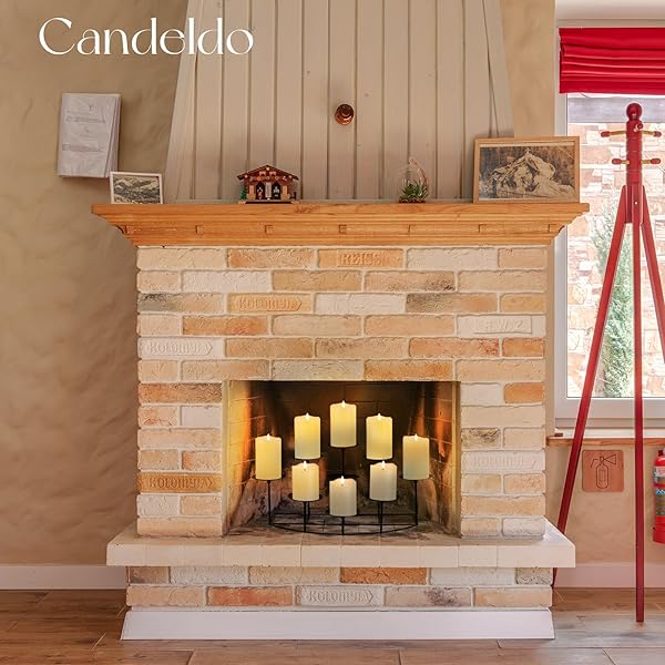 CANDELDO CANDELABRA FIREPLACE CANDLE HOLDER: BLACK METAL PILLAR CANDLE HOLDERS FOR INSIDE FIREPLACE MANTLE DECOR FLOOR CANDELABRAS TABLE CENTERPIECE