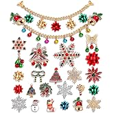 XOCARTIGE Christmas Shoe Charms Fits for Clog Sandals Festive Rhinestone Snowflake Gift Bow Snowman Tree Charms Shoe Decorations Accessories for Women Holiday Party Favors Gifts