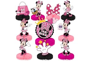 MAOYUES 10Pcs Pink Cartoon Mouse Honeycomb Centerpieces，Mouse Theme 3D Table Decorations，Girls Mouse Theme Honeycomb Centerpieces Table Toppers,Party Supplies for Kids, Photo Booth Props