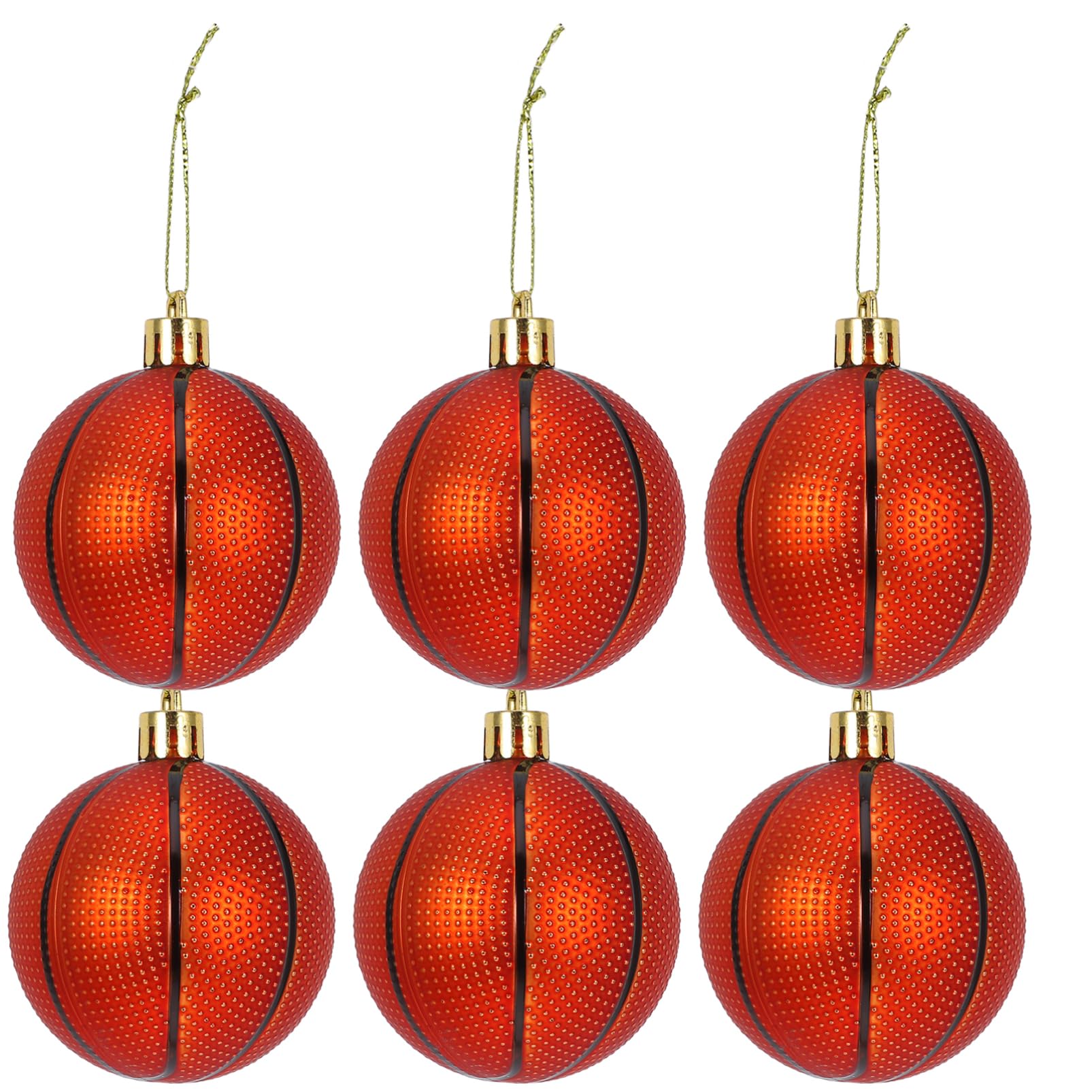 NUOBESTY 6pcs Basketball Christmas Hanging Ornaments Basketball Christmas Ball Decorations Xmas Tree Sports Ball Pendants Holiday Decorative Balls with Hanging Loop for Home Party Decor