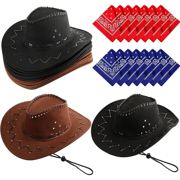 7332 18 Set Cowboy Hat And Bandana Accessoriess For Adult Costume Amazon.com: Fourluoo 5 Pcs Cowboy Hat Accessories Set  main image 4