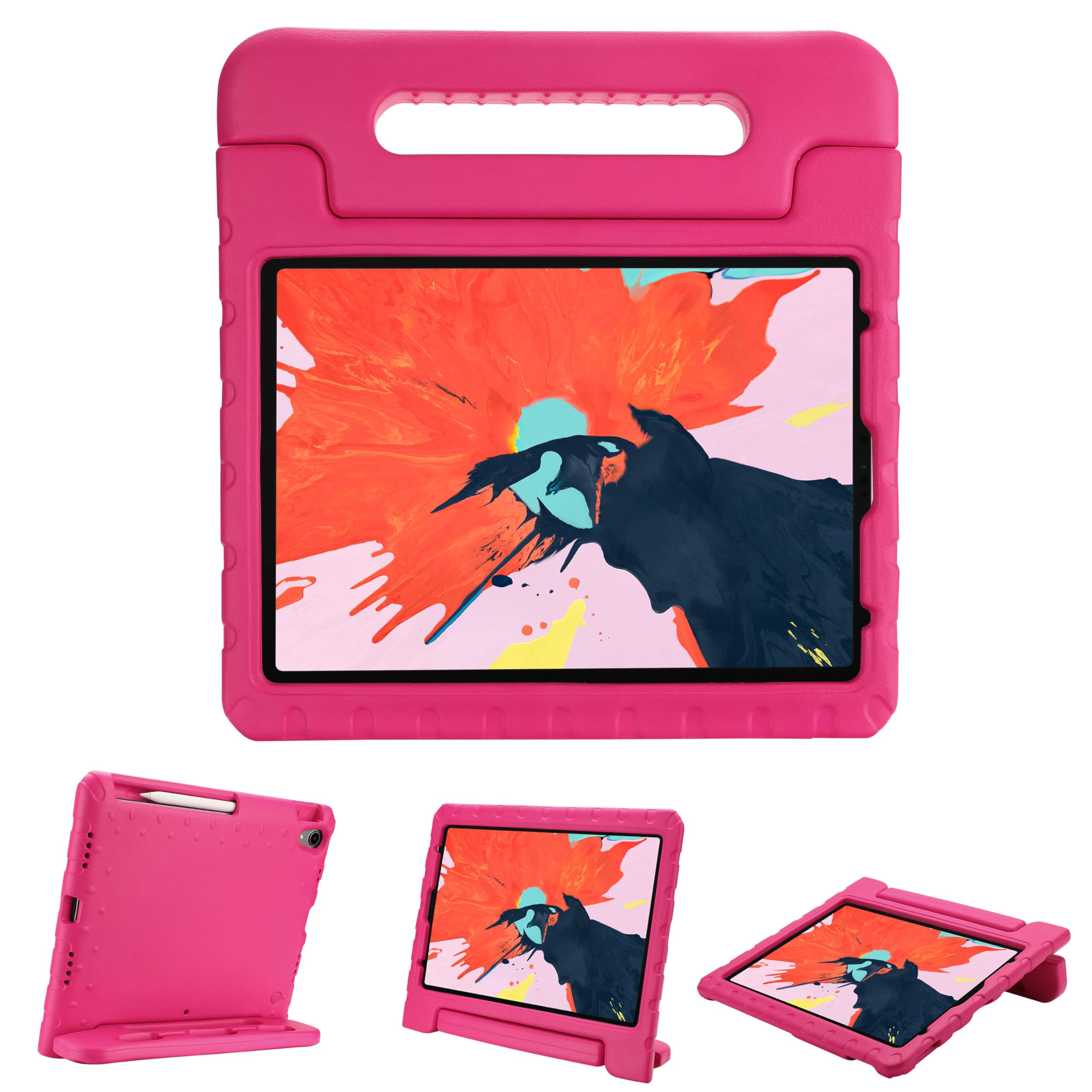 ProCase Kids Case for iPad Air 5th/4th Generation 2022/2020 10.9 Inch, Ultra Light Shockproof Robust Child Protective Case, Handle Stand Function -Magenta