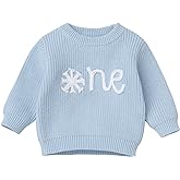 Baby Girls Boys First Birthday Outfit Fall Winter Long Sleeve Embroidery One Sweater Pullover Photoshoot Clothes