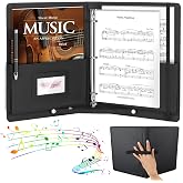 YOTINO Sheet Music Folder, 3 Ring Choral Muisc Folder,13"" x10.2 PU Leather Music Binder Black with Elastic Band and Handle Fits Letter Size 8.5 x 11 inch