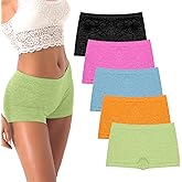 R RUXIA Women's Boyshorts Underwear Seamless Boy Shorts Panties Soft Stretch Boxer Briefs 5 Packs(Regular & Plus Size)