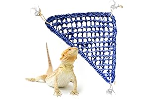 Bearded Dragon Hammock Large-Hand Woven,Colored Seagrass Reptile Hammock w/Suction Cups & Jute Rope-Bearded Dragon Bed-Bearde
