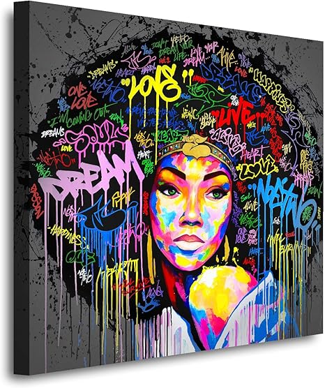 Amazon Com Gbswsthlw Canvas African American Cute Black Girl Wall Art Painting For Living Room Bedroom Bathroom Children Room Home Wall Decor With Wooden Frame 20 X 20 Posters Prints