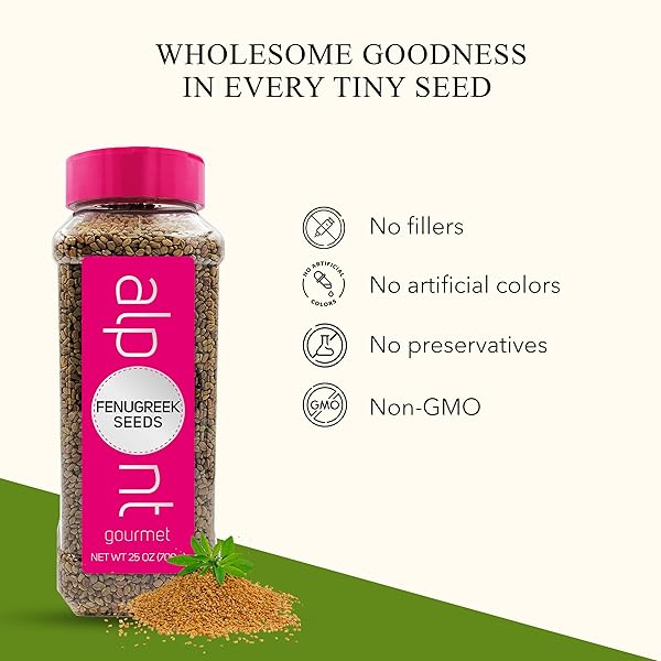 ALPONT GOURMET FENUGREEK SEEDS 25OZ (708G), ALL NATURAL, NON-GMO, PACKED TO KEEP IT FRESH, PREMIUM QUALITY
