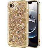 Lafunda for iPhone 16e Case Glitter, Luxury Shiny Bling Sparkly Phone Cover with Crystal Diamonds Rhinestone for Women Girls Soft TPU Slim Shockproof Protective Phone Case for iPhone 16e 6.1", Gold