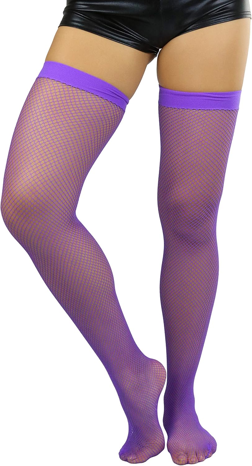ToBeInStyle Women’s Bright and Vibrant Fishnet Thigh High Stockings at  Women’s Clothing store
