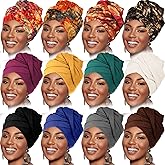 Geyoga 12 Pieces Head Wraps for Turbans African Black Women Bulk Soft Hair Headband Scarf