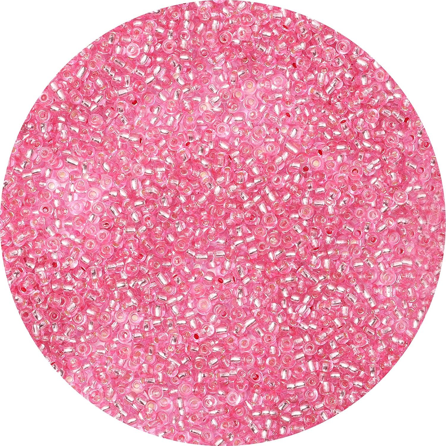 2000PCS 4mm Glass Seed Beads for Bracelet Making, Small Pink Beads Craft Beads for Jewellery Making, for DIY Necklace Earring Keychain and Crafting