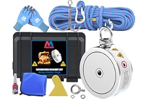 Magnetpro 3000LB’s Complete Retrieving Magnet Fishing Kit | Double Sided Fishing Magnet Kit | Includes Strong Neodymium Magnets, Durable 65ft Rope, Carabiner, Gloves, Grappling Hook & Carry Case