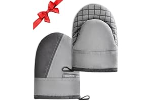 Mini Oven Mitts, Kitchen Oven Gloves Kitchen Mittens 500 Degrees Heat Resistant Baking Gloves, Non-Slip Silicone Surface with