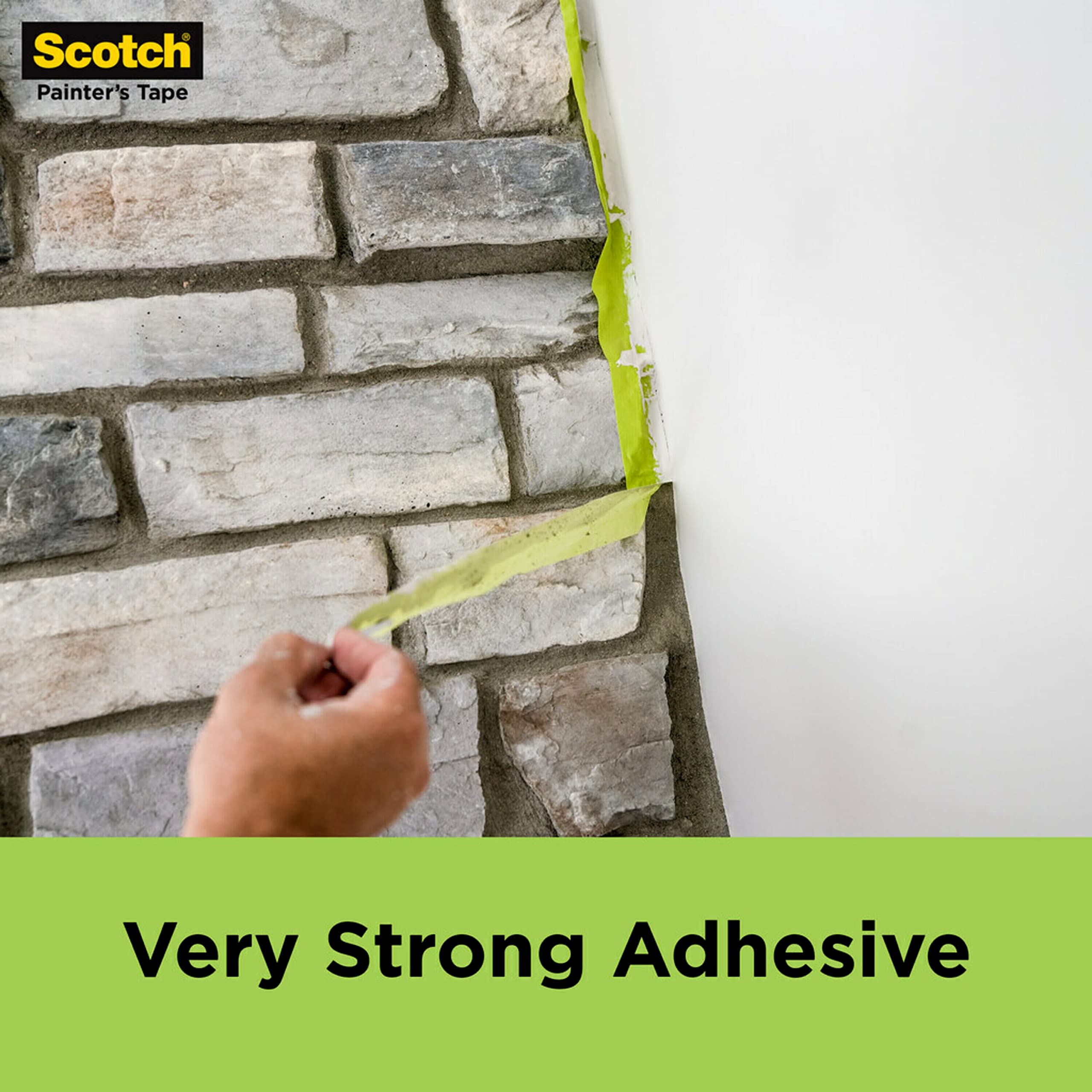 Scotch Rough Surface Extra Strength Painters Tape, 1.5 Inch Wide (1.41 in. X 60 Yds) 1 Roll, Green Tape Protects Surfaces and Removes Easily, Painting Tapes for Indoor and Outdoor Use (2060-36AP)