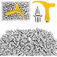 1/4 Inch Track Spikes, 130pcs Stainless Steel Pyramid Shoe Spikes with Spike Wrench for Track and Cross Country,Replacement Spikes for Sprint Sports Short Running Shoes