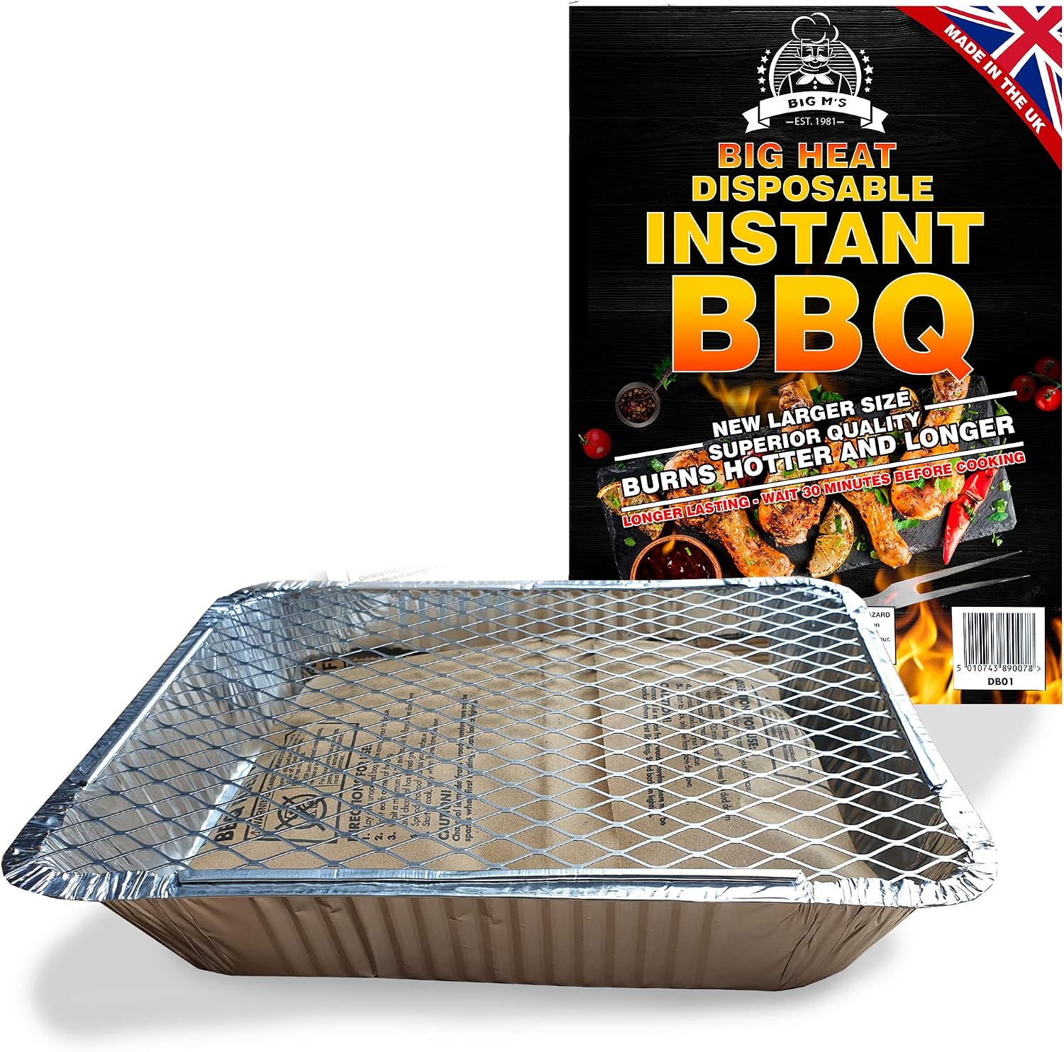 BIG M's BBQ Instant Disposable Barbecues. Great for small parties or for a quick BBQ with charcoal & firelighter. Lights with 1 Match