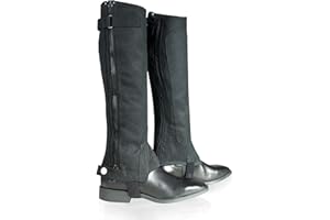 HORZE Amara Equestrian English Riding Unisex Kids Half Chaps | Synthetic Leather Zip-Up Pair | Size Chart in Description