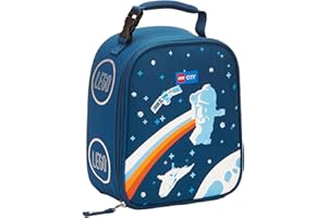 LEGO Kids City Heritage Classic Lunch Box, Insulated Soft Reusable Lunch Bag Meal Container for Boys and Girls, Perfect for School, or Travel, Meal Tote to Keep Food and Drinks Cold, Space Walk