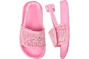 Otojaku Kids Flip Flops Sandals Toddler Boys Girls Sequin Slides Shower Beach Pool Shoes Slip on Summer Slippers with Back St