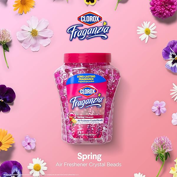 CLOROX FRAGANZIA CRYSTAL BEADS AIR FRESHENER VALUE PACK | LONG-LASTING AIR FRESHENER BEADS | GEL BEADS AIR FRESHENER IN SPRING SCENT FOR HOME, BATHROOM, OR CAR 12 OZ TWIN PACK