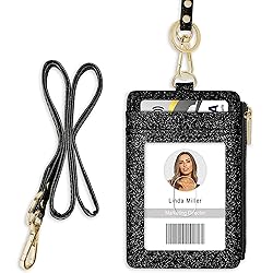 ID Badge Holder with Lanyard, Vertical Bling Shiny