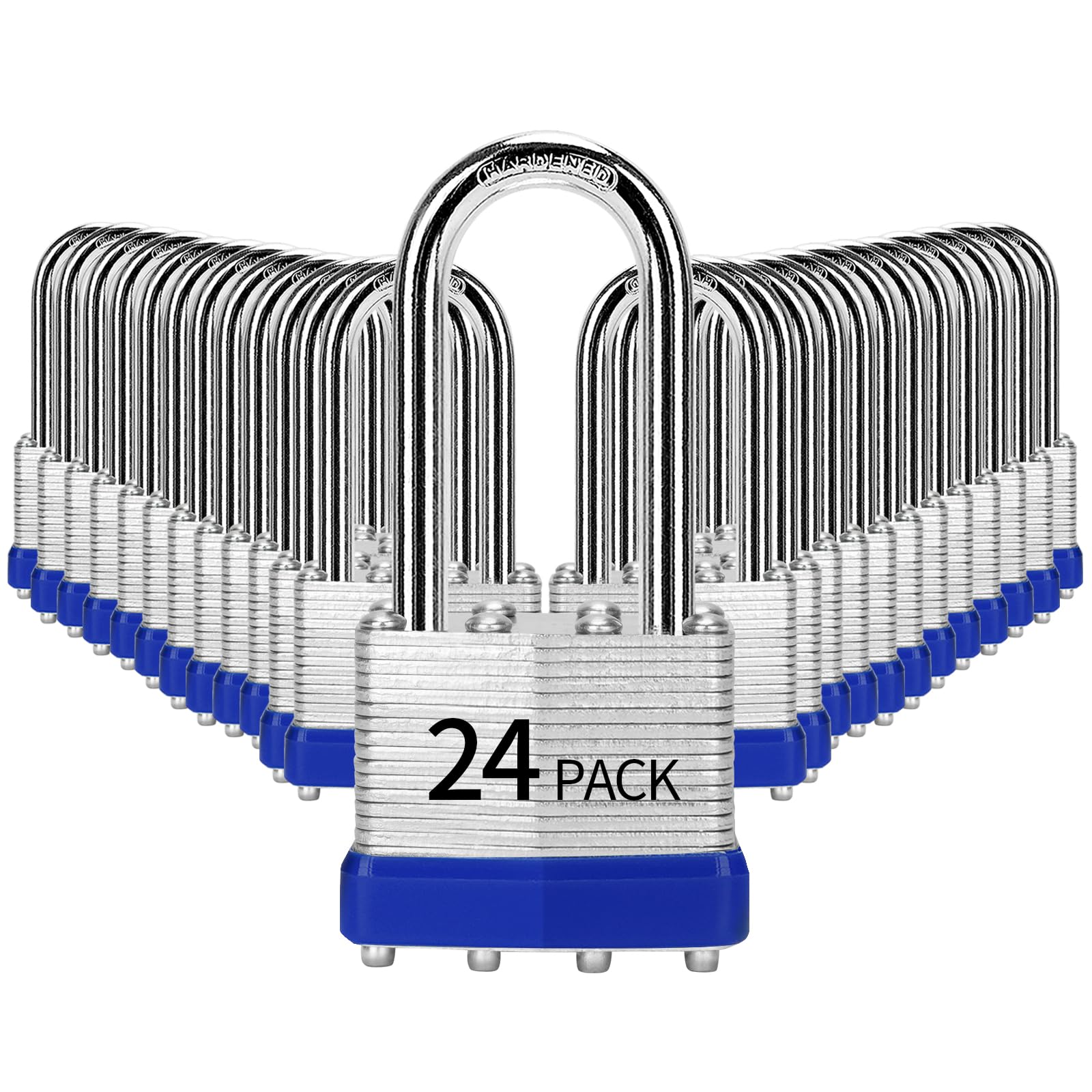 Photo 1 of HZSY Padlocks Keyed Alike, Pack of 24, Laminated Steel Keyed Lock (1-9/16", 40mm), Padlocks with Same Key, Long Shackle, for Toolbox, Locker & StorageUnit or More