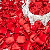 Eslibin 340 PCS Real Red Rose Petals, 3.17oz Dried Confetti for Weddings | Flower petals for girl toss, romantic night, bridal shower and Valentine Day party decoration, 3.17 ounces, 340 pieces