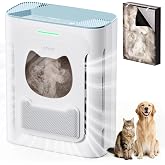 uahpet Pet Air Purifier, H13 HEPA Filter for Pet Hair, Dander &amp; Odors, 2100 Sq Ft Coverage, Plug &amp; Play No WiFi Required, Clog-Resistant Intake, Washable Pre Filter, Quiet 25dB