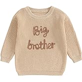 Toddler Baby Boy Fall Winter Big Little Brother Sweater Long Sleeve Embroidery Knit Infant Clothes