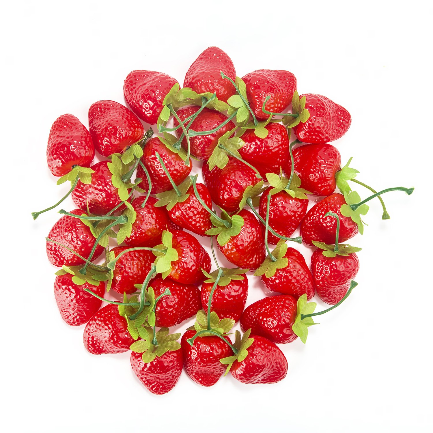 Dinopure 30pcs Artificial Lifelike Simulation Small Dard Red Strawberry Set Decoration Fake Fruit Home House Kitchen Decor