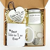Sister-in-Law Gifts Perfect Presents for Birthday, Christmas, Wedding & Any Special Occasion,Gifts with Mug,Candle,Keychain,Ceramic Ornament