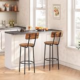 HOOBRO Bar Stools Set of 2 with Backs Rustic Brown EBF32BY01G1 view 8