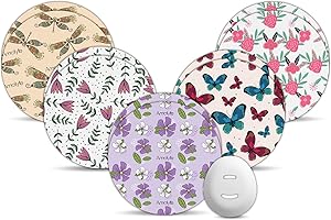 Amolyfe - Dexcom G7 Over Patches, 10-Pack Dexcom Stelo Overpatches, Bump-Proof with Hard Cap, Waterproof, Breathable, Medical Adhesive, 10-Day CGM Protection (Flower)