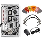 Digitech FREQOUT Natural Feedback Creator Pedal Bundle with 9V Power Supply, 2 Patch Cables and 6 Assorted Dunlop Picks