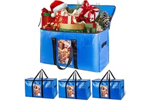 TAILI Extra Large Moving Bags, 4 Pack Blue Heavy Duty Totes For Storage with Visible Window, Wrap Around Handles, Storage Bags for Space Saving, Alternative to Moving Boxes