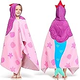 Joiedomi Mermaid Hooded Towel for Kids Soft 100% Cotton Bath Beach Towel 30" x 50" for Kids 3-10 Years Toddler Pool Poncho with Hood Absorbent Swim Wrap for Boys Girls
