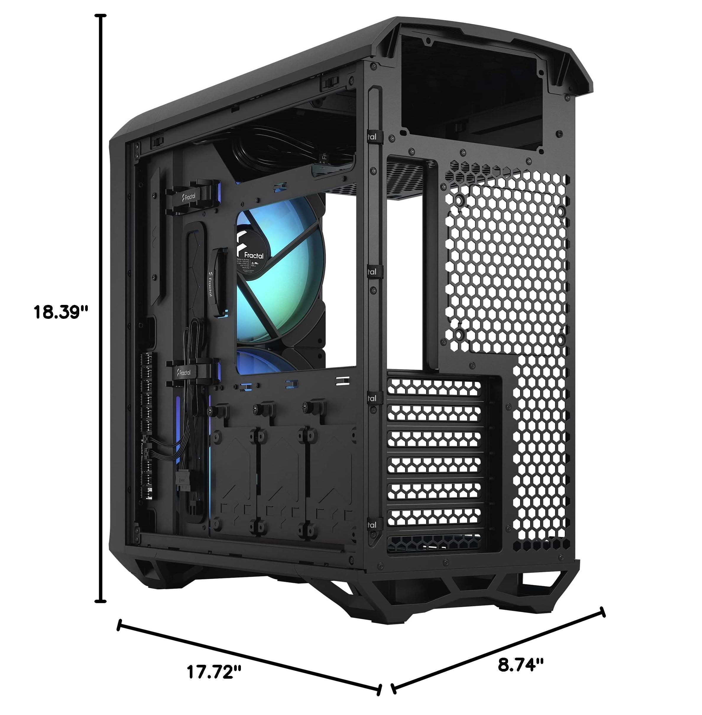 Fractal Design Torrent Compact RGB Black - Light Tint Tempered Glass Side Panels - Open Grille for Maximum air Intake - Two 180mm RGB PWM Fans Included - Type C - ATX Airflow Mid Tower PC Gaming Case