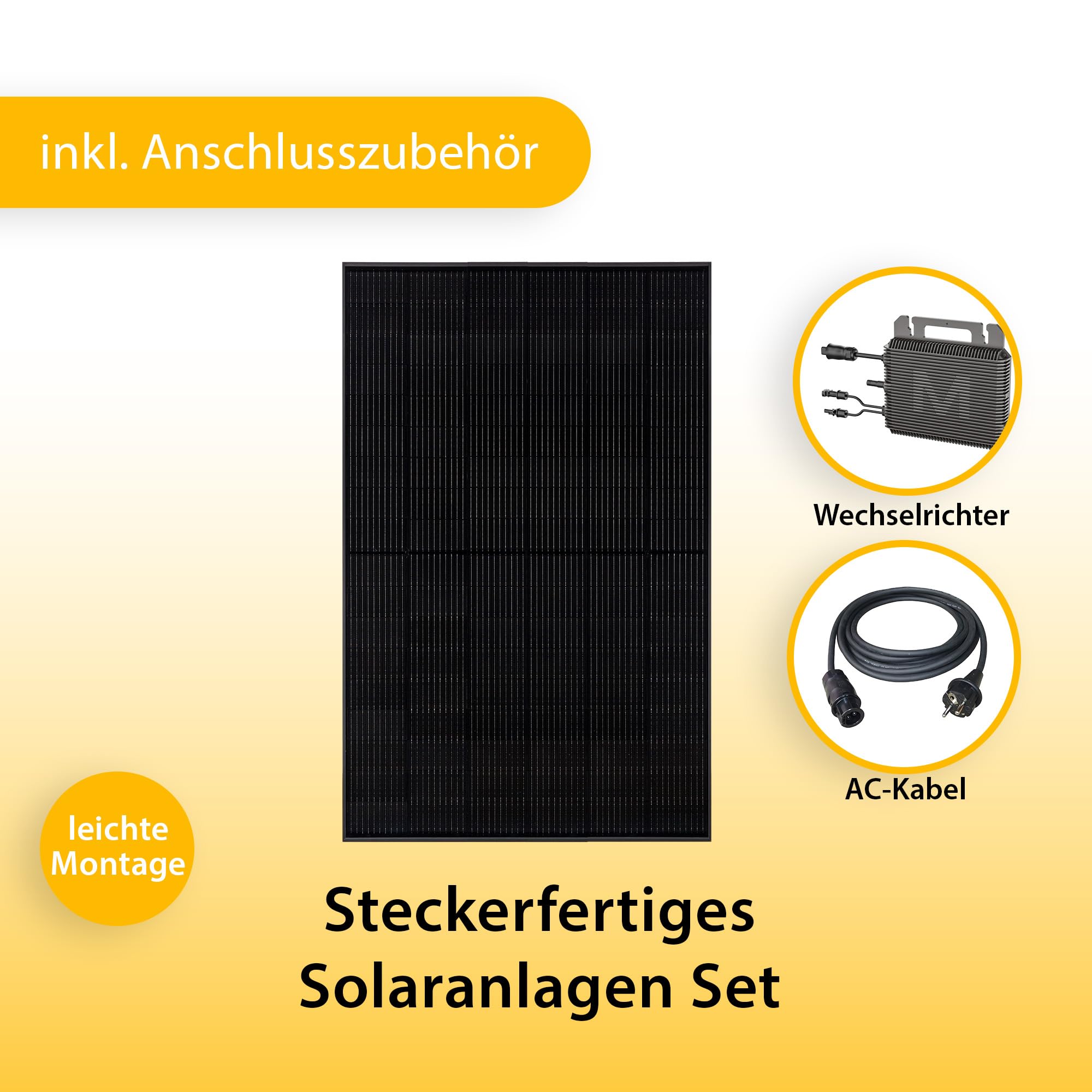 VALE Balkonkraftwerk Bifazial 900 Wp Full Black - Marstek-M2-800 Wechselrichter - Solaranlage - Hochwertiges Solarpanel Set - 5m AC-Kabel 3