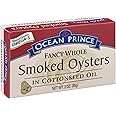 Ocean Prince Smoked Oysters in Cottonseed Oil, 3-Ounce Cans (Pack of 18)