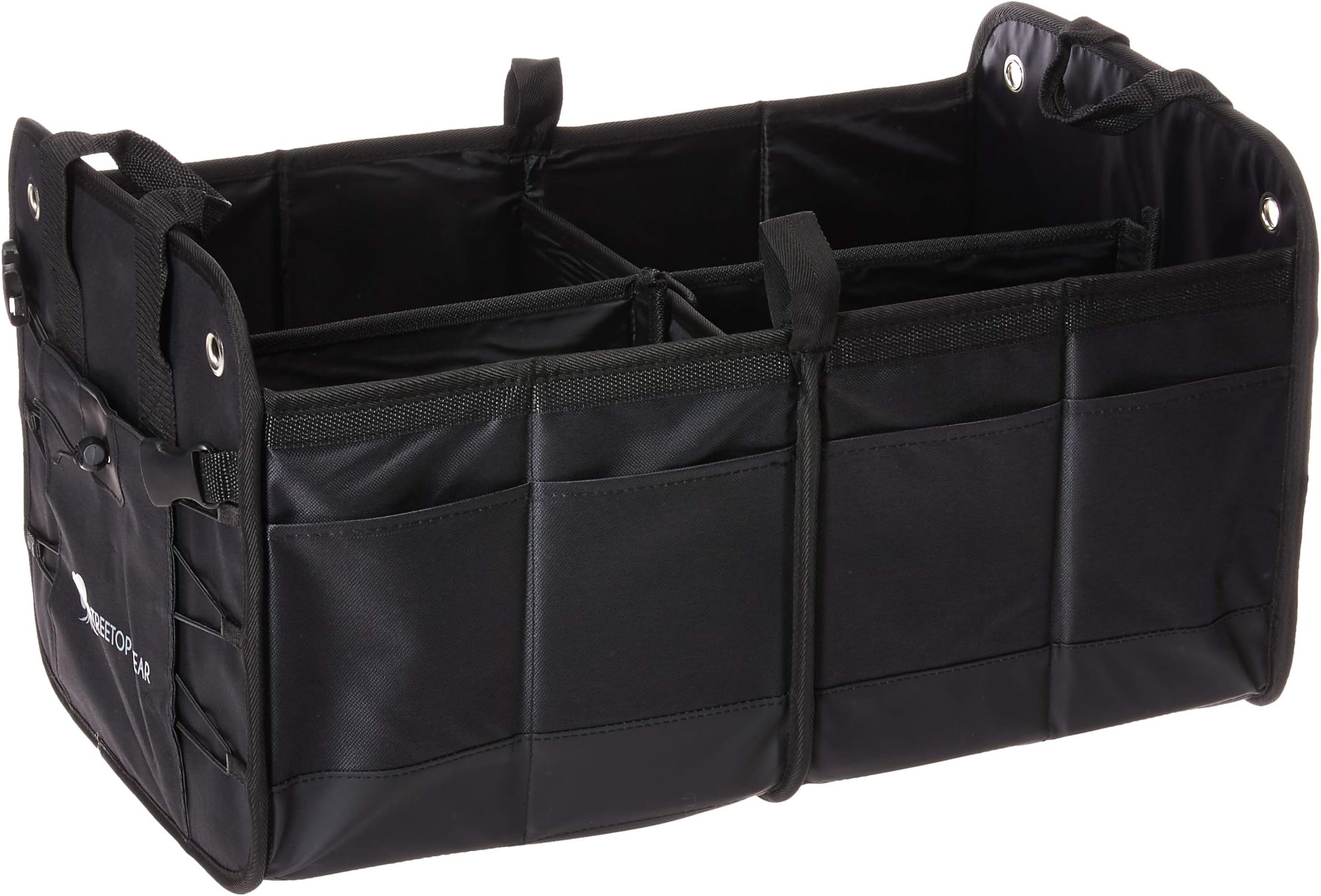 Premium Auto Trunk Organizer for Best Gift Car, Suv, Truck Minivan Collapsible Adjustable Compartments Anti-Slip Mult Black With Bonus Seat Belt Pillow