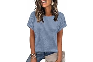 WIHOLL Women Textured Shirts Casual Cap Sleeve Tops Loose Fit 2026 Summer Spring Fashion Outfits Plain/Print